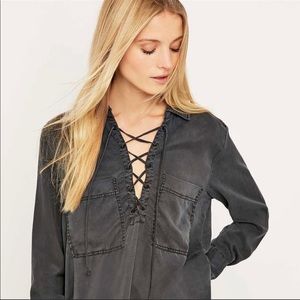 Free People Tencel Lace-Up Shirt